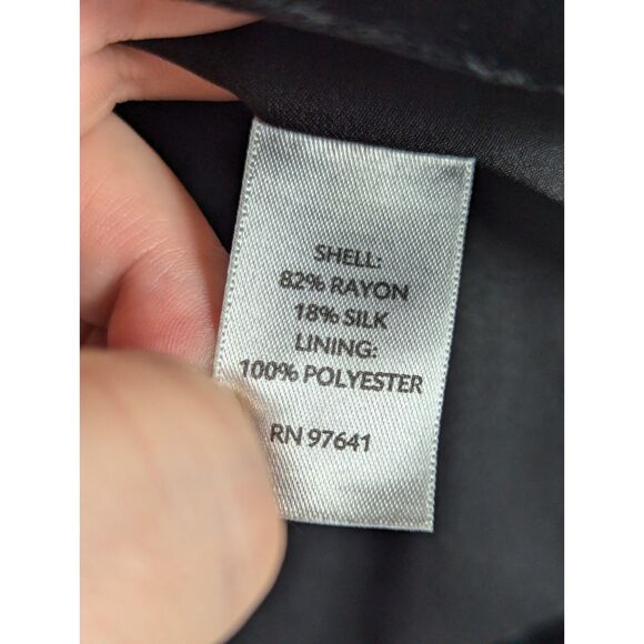 J. JILL Black Velvet Blazer One-Button Pockets Rayon/Silk Essential Small Petite - Picture 7 of 8